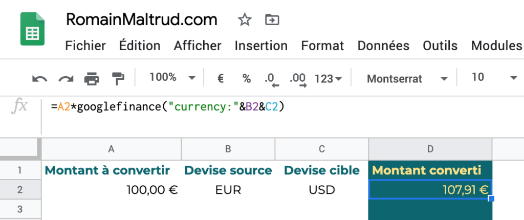 2 – GoogleFinance