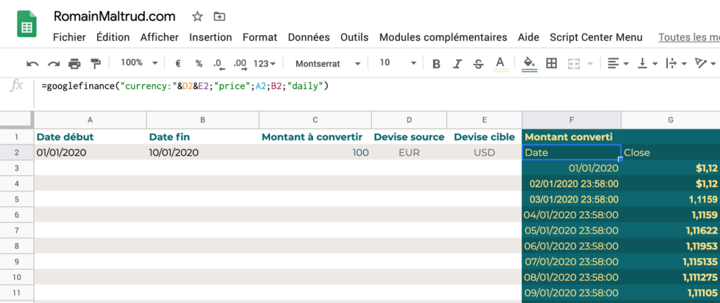 4 – GoogleFinance