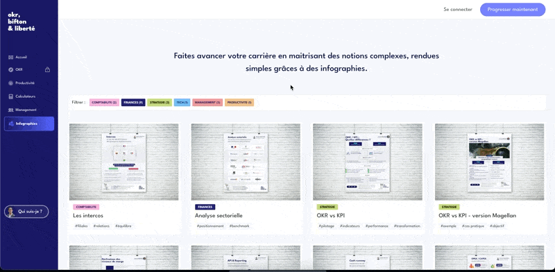 obl.app plateforme d’infographies Première version de la plateforme : bibliothèque d'infographies